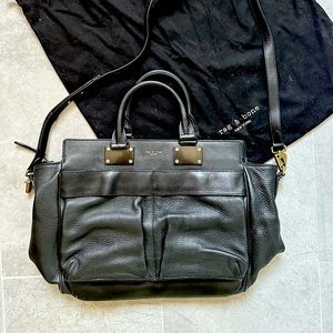 rag & bone large satchel handbag, black leather with dust bag